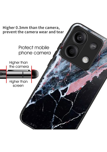 Xiaomi Redmi Note 13 5g Kılıf Temperli Cam+Tpu Telefon Kapağı Desen Baskı - Siyah Mermer (Yurt Dışından) fiyatları