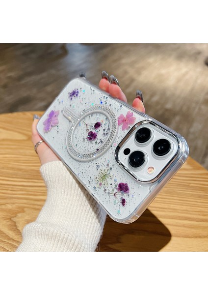 iPhone 14 Pro Için Kurutulmuş Çiçek Epoksi Pc+Tpu Şeffaf Manyetik Cep Telefonu Kılıfı - Gypsophila (Yurt Dışından) fırsatları