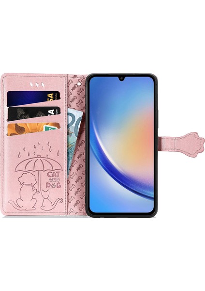 Samsung Galaxy A35 5g Kılıf Manyetik Toka Cüzdan Çizilmeye Dayanıklı Telefon Kapağı - Gül Altın (Yurt Dışından) fiyatları