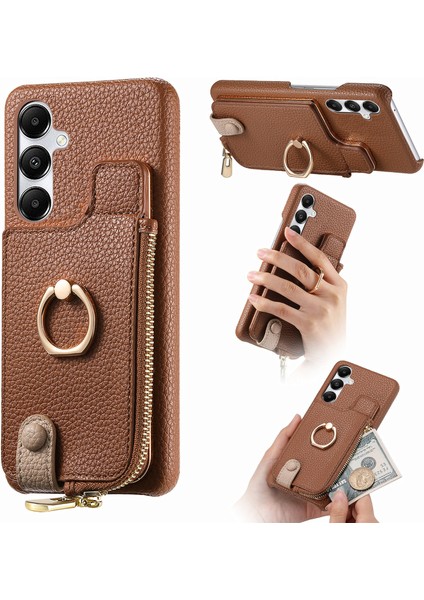 Samsung Galaxy A35 5g Kılıfı Için Y3 Litchi Dokulu Kickstand Deri+Tpu Telefon Kapağı - Kahverengi (Yurt Dışından)