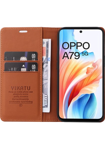 Yıkatu YK-001 Oppo A79 5g / A2 5g Kılıf Manyetik Adsorpsiyon Deri Telefon Kapağı - Kahverengi (Yurt Dışından) fiyatları