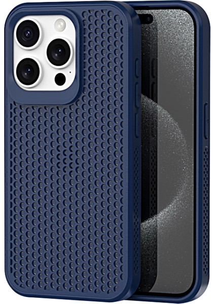 iPhone 15 Pro Max Için Kılıf Isı Dağılımı Nefes Alabilen Petek Pc+Tpu Telefon Kapağı - Safir (Yurt Dışından)