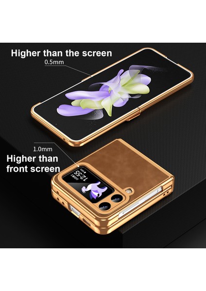 Samsung Galaxy Z Flip3 5g Kılıf Menteşe Koruma Deri Kaplamalı Pc Katlanır Telefon Kapağı - Kahverengi (Yurt Dışından) modelleri