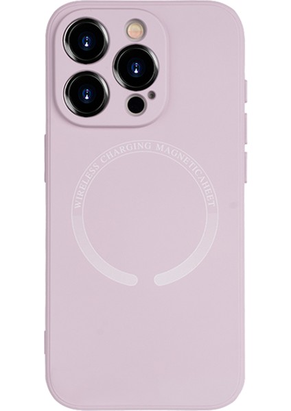 iPhone 15 Pro Için Manyetik Kılıf Çizilmez Pu Deri Kaplamalı Tpu Telefon Kapağı - Pembe (Yurt Dışından)