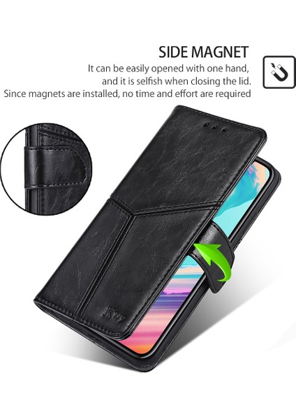 Samsung Galaxy M15 5g Telefon Kapağı Baskı Geometrik Ekleme Standı Kabuğu Için Cüzdan Kılıf - Siyah (Yurt Dışından) fiyatları