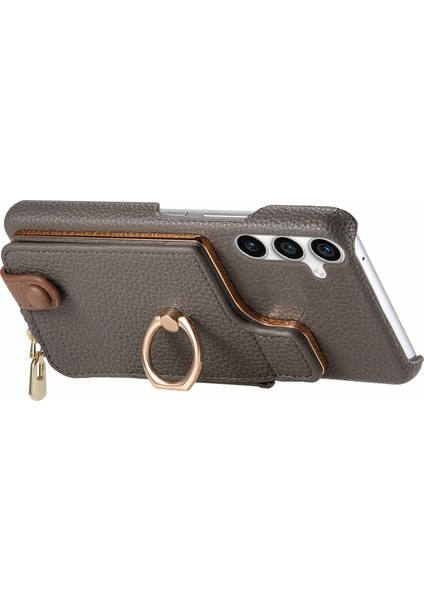 Samsung Galaxy S23 Fe Kılıf Fermuar Cüzdan Yüzük Kickstand Arka Kabuk Için Y3 - Gri (Yurt Dışından) modelleri
