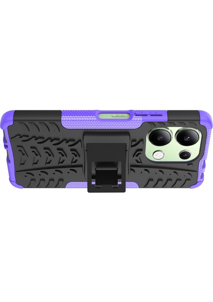 Xiaomi Redmi Note 13 4g Kickstand Kılıf Pc+Tpu Lastik Desenli Koruyucu Telefon Kapağı - Mor (Yurt Dışından) modelleri