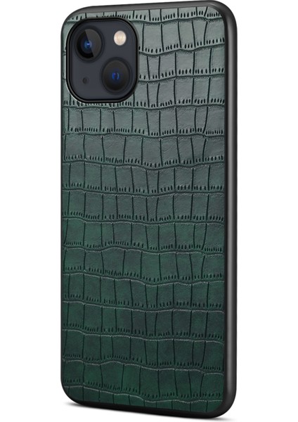 iPhone 13 Için 6.1 Inç Telefon Kılıfı Pu+Pc+Tpu Timsah Dokulu Şok Emici Arka Kılıf - Yeşil (Yurt Dışından)