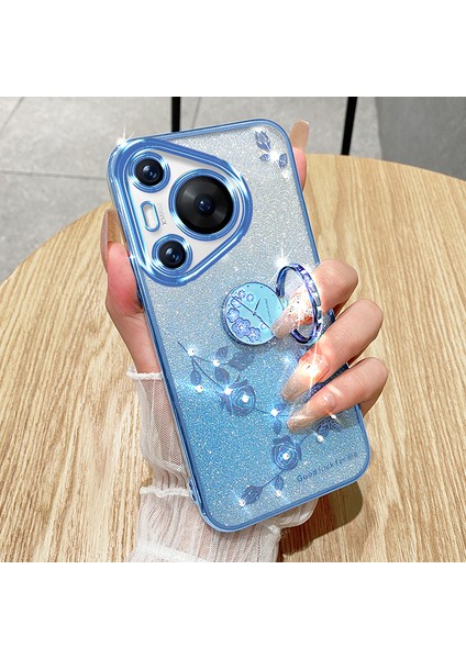 Kadem Huawei Pura 70 Pro / Pura 70 Pro+ Kickstand Kılıfı Yapay Elmas Çiçek Tpu Telefon Kabuğu - Gül Altın (Yurt Dışından) fiyatları