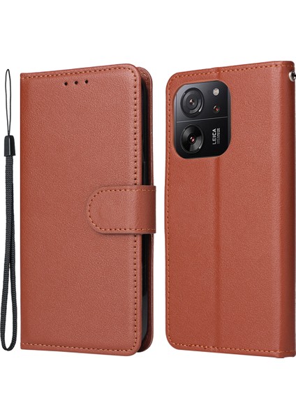 Xiaomi 13T / 13T Pro / Redmi K60 Ultra Kılıf Katlanır Standlı Deri Cüzdan Telefon Kapağı - Kahverengi (Yurt Dışından) fiyatları