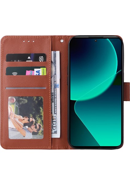 Xiaomi 13T / 13T Pro / Redmi K60 Ultra Kılıf Katlanır Standlı Deri Cüzdan Telefon Kapağı - Kahverengi (Yurt Dışından) modelleri