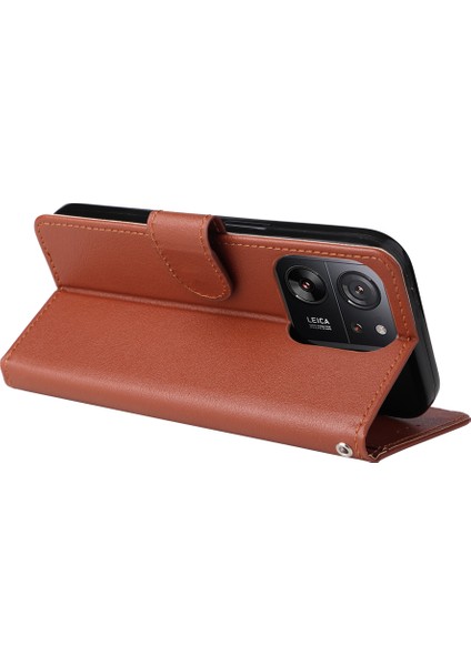 Xiaomi 13T / 13T Pro / Redmi K60 Ultra Kılıf Katlanır Standlı Deri Cüzdan Telefon Kapağı - Kahverengi (Yurt Dışından) fırsatları
