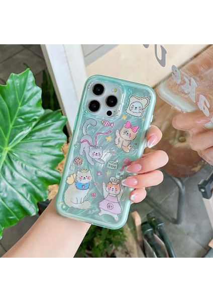 iPhone 12 / 12 Pro Kılıf Karikatür Imd Tpu+Pc Darbeye Dayanıklı Telefon Kapağı - Yeşil (Yurt Dışından) fiyatları