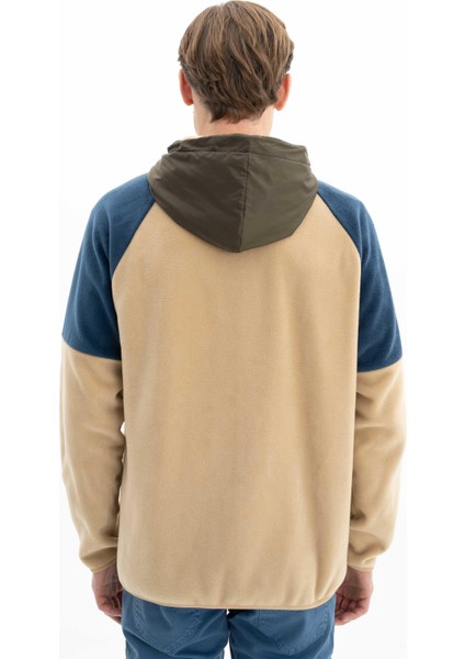 Erkek Basic Regular Fit Kapüşonlu Kanguru Cepli Tüy Bırakmayan Softech Polar Tam Fermuarlı Sweatshirt K26324674301