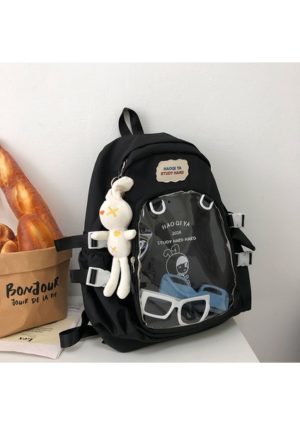 Öğrenci Büyük Kapasiteli Şeffaf Sırt Çantası Kolej Tarzı Ortaokul Okul Çantası (Yurt Dışından)