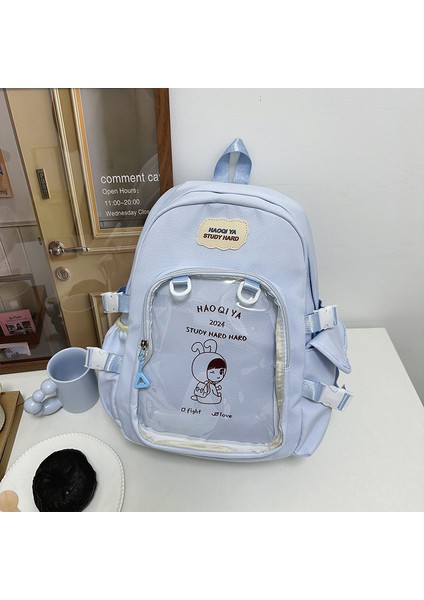 Öğrenci Büyük Kapasiteli Şeffaf Sırt Çantası Kolej Tarzı Ortaokul Okul Çantası (Yurt Dışından)