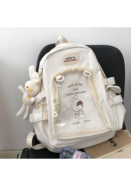 Öğrenci Büyük Kapasiteli Şeffaf Sırt Çantası Kolej Tarzı Ortaokul Okul Çantası (Yurt Dışından)