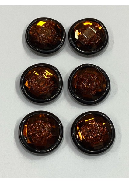 Kaban Mont Düğmesi Italyan Düğme 6'lı Set Kızıl Kahve 3 cm D2000