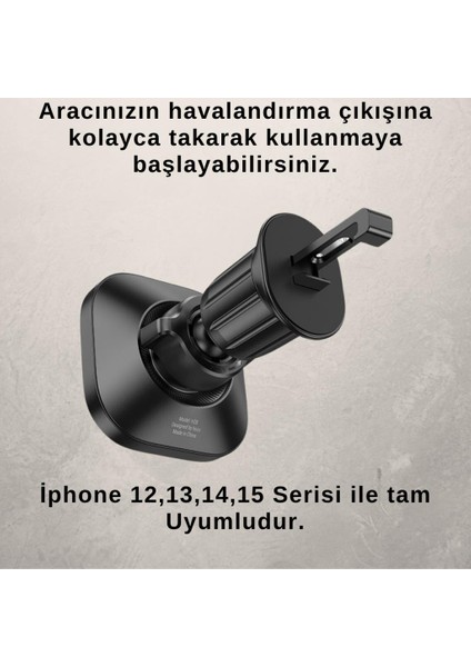 360° Döner Başlıklı Magsafe Uyumlu Havalandırma Araç Tutucu Iphone 12 13 14 15 Pro Max Uyumlu