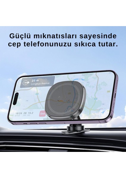 360° Döner Başlıklı Magsafe Uyumlu Torpido Üstü Araç Tutucu Iphone 12 13 14 15 Pro Max Uyumlu