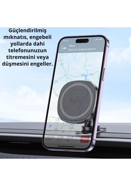 360° Döner Başlıklı Magsafe Uyumlu Torpido Üstü Araç Tutucu Iphone 12 13 14 15 Pro Max Uyumlu