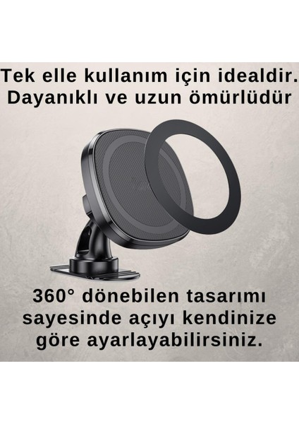 360° Döner Başlıklı Magsafe Uyumlu Torpido Üstü Araç Tutucu Iphone 12 13 14 15 Pro Max Uyumlu