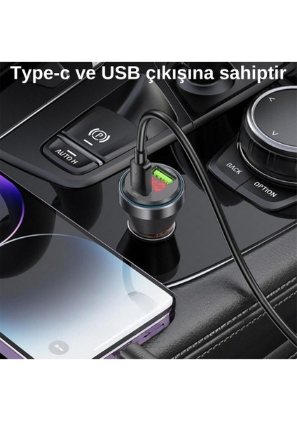 Super Şarj Dijital Göstergeli Usb+Type-C Giriş PD48W Araç Çakmaklık Şarjı Araç Hızlı Şarj Aleti