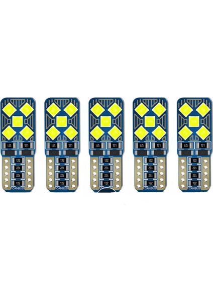 5 Adet T10 LED 10 Ledli Mini Yassı Park Plaka Tavan Bagaj Ledi Beyaz