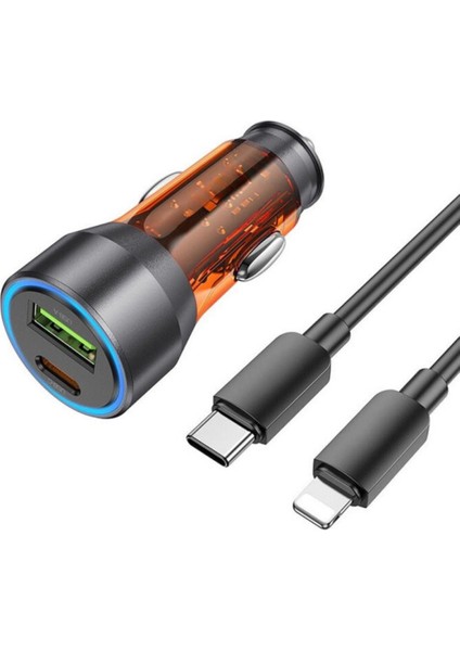 Super Usb+Type-C Giriş PD43W Araç Çakmaklık Şarjı Iphone Şarj Kablosu Iphone 14 13 12 11 Şarj