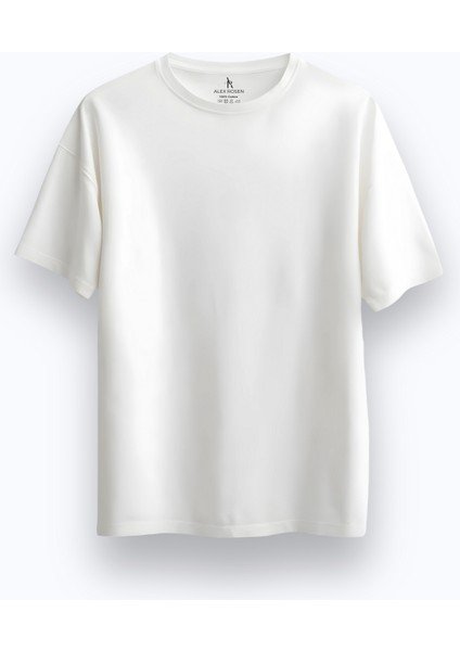 Unisex Oversize Bisiklet Yaka Baskılı Kısa Kollu Beyaz Tişört fiyatları