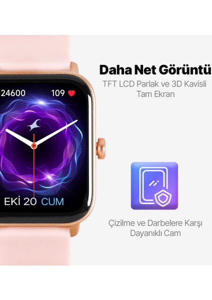 Tempus 46MM Tft Ekranlı Dikdörtgen Kasa Akıllı Saat