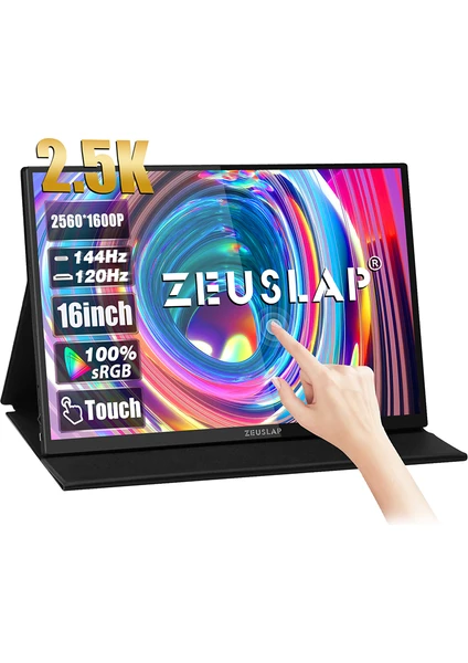 P16KT 16'' 2560X1600 144Hz 2k Ads-Ips Panel Type-C 100% Srgb 500CD/M² Dokunmatik, Taşınabilir Monitör (ZL-P16KT)