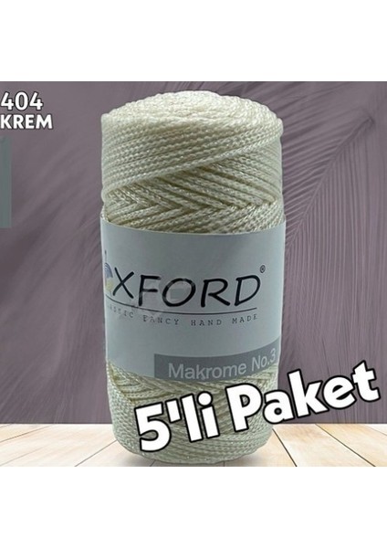 5'li Paket Krem No:3 Simli Lurex Makrome - Çanta Ipi - 404 Krem