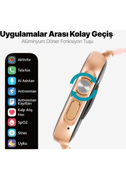 Tempus 51MM Tft Ekranlı Dikdörtgen Metal Kasa Akıllı Saat