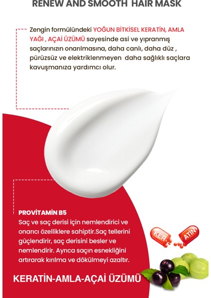 Işlem Görmüş ve Yıpranmış Saçlar Için Onarıcı Keratin ve Amla Yağı Özlü Saç Maskesi 220 ml modelleri