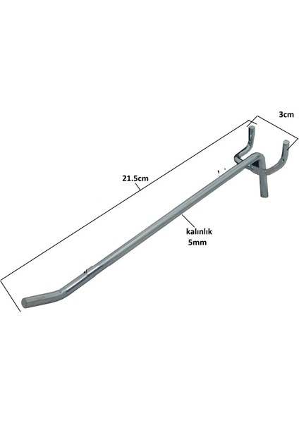 Vitrin Askı Çubuğu 20CM Ürün Teşhir Askı Çubugu 10 Adet Geçmeli
