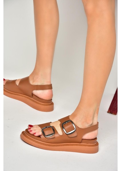 P540032803 Taba Hakiki Deri Kadın Sandalet modelleri
