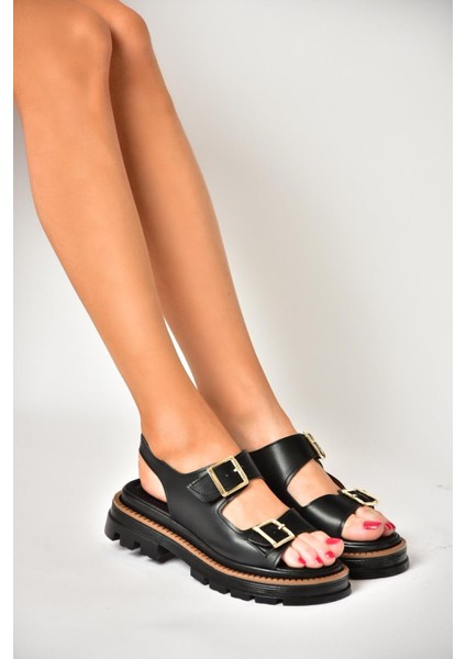 S437302209 Siyah Kalın Tabanlı Kadın Sandalet fiyatları