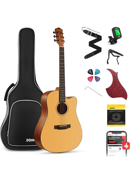 DAG-1C Cutaway Akustik Gitar Seti (Natural)