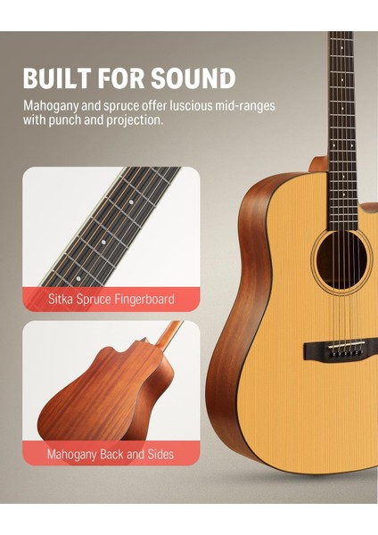 DAG-1C Cutaway Akustik Gitar Seti (Natural) fiyatları