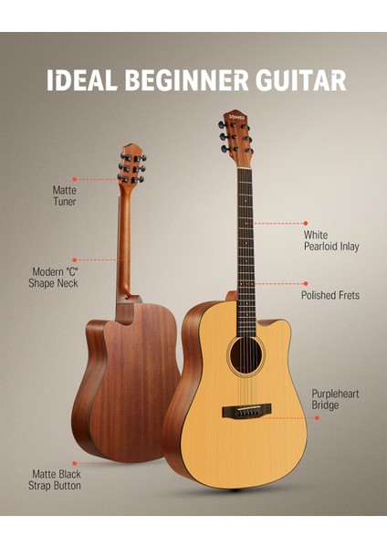 DAG-1C Cutaway Akustik Gitar Seti (Natural) modelleri