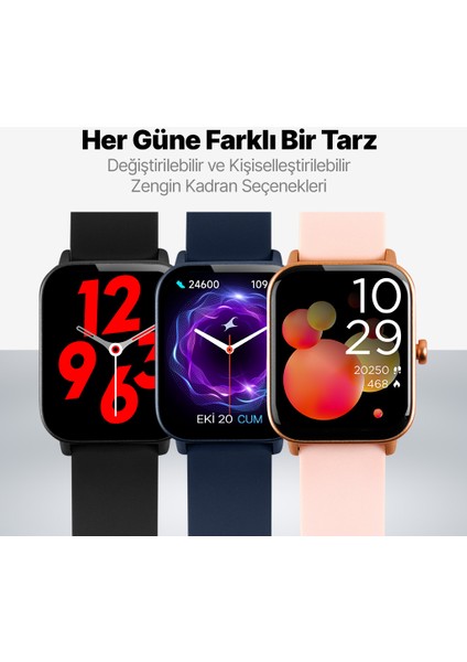 Tempus 46MM Tft Ekranlı Dikdörtgen Kasa Akıllı Saat