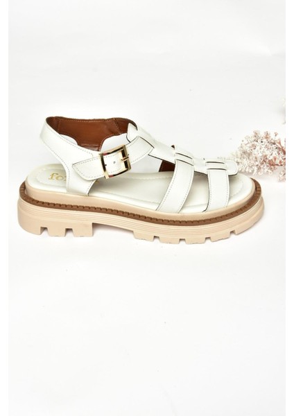 S437302009 Beyaz Kalın Tabanlı Kadın Sandalet fiyatları