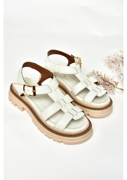 S437302009 Beyaz Kalın Tabanlı Kadın Sandalet fırsatları