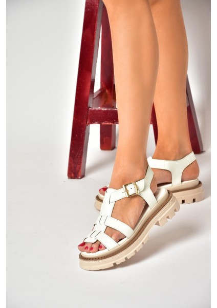 S437302009 Beyaz Kalın Tabanlı Kadın Sandalet indirimleri