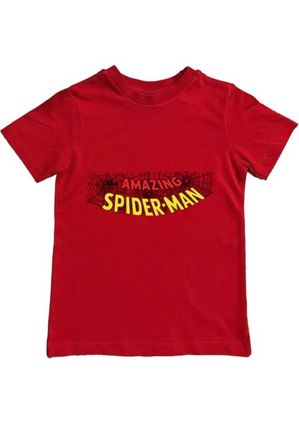 Baskılı Örümcek Adam Pamuklu Penye Kumaş Yazlık Çocuk Tişört