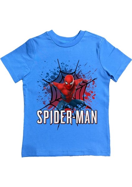 Baskılı Örümcek Adam Pamuklu Penye Kumaş Yazlık Çocuk Tişört