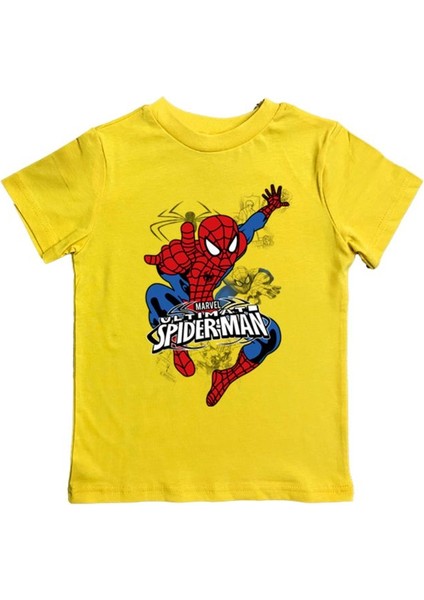 Baskılı Örümcek Adam Pamuklu Penye Kumaş Yazlık Çocuk Tişört