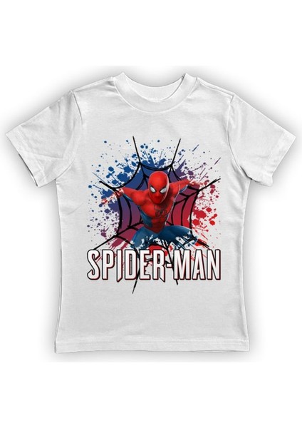 Baskılı Örümcek Adam Pamuklu Penye Kumaş Yazlık Çocuk Tişört