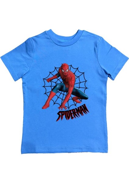 Baskılı Örümcek Adam Pamuklu Penye Kumaş Yazlık Çocuk Tişört